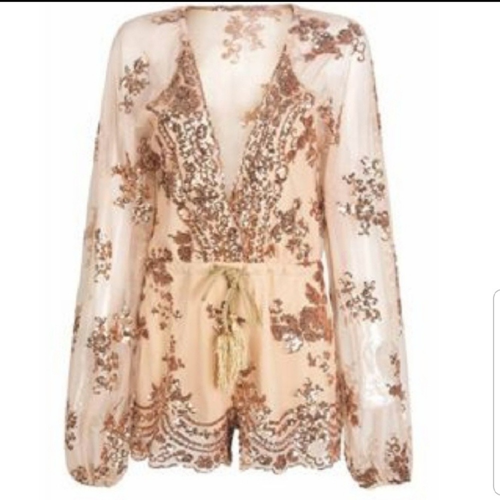 Gold/Nude Sequins Romper 💕HP💕 x2